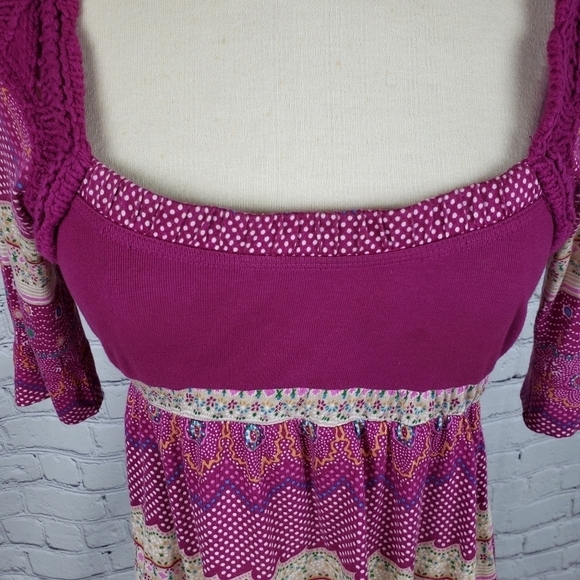 Anthro Free People Boho Sweater Knit Yoke … - Picture 8 of 9